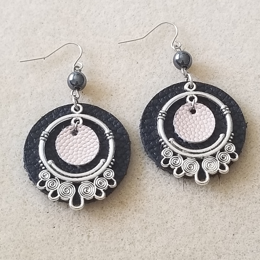 Leather Circle Earrings